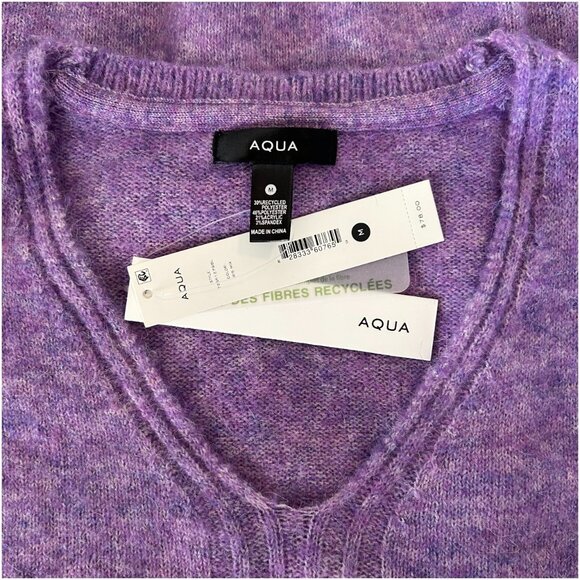 Aqua Lavender Mélange V-Neck Sweater M Soft Knit Relaxed Winter Layering - Picture 7 of 7